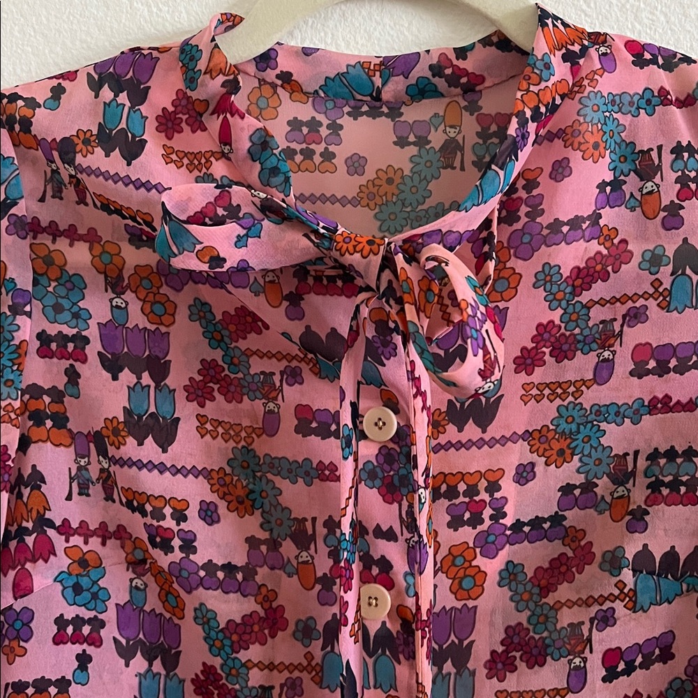 Silk Organza Sheer Vintage Blouse - image 2